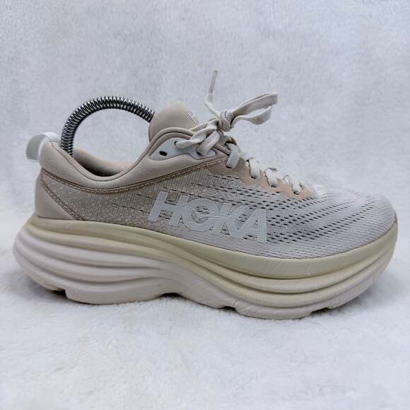 Hoka One One Shoes - HOKA Bondi 8 Women's Oat Milk Barley Running Shoes Size 8 Max Cushion Sneakers